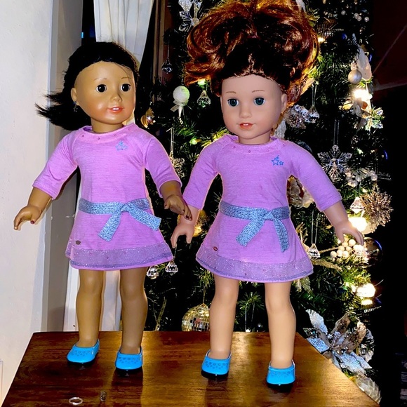 American Girl Other - American Girl 18” doll clothing & shoes accessories set pink purple silver blue